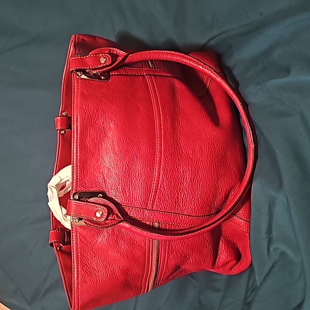 Nwot Red Pebble Leather Purse
